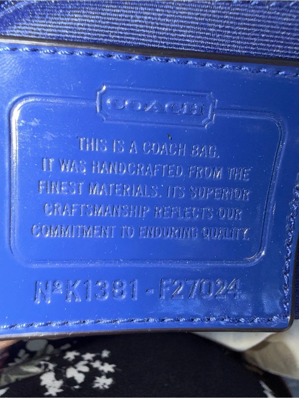 Coach Blue and White Signature Stripe Shoulder Bag